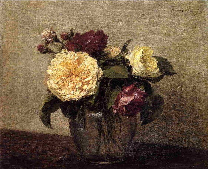 Henri Fantin-Latour Yellow and Red Roses